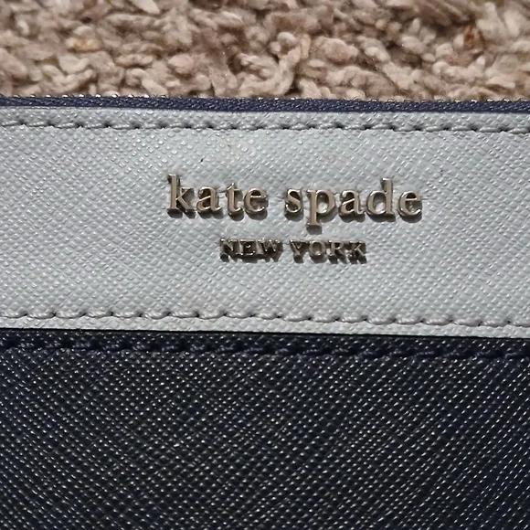 💙 Kate Spade New York Colorblock Saffiano Leather Wristlet Navy Light Blue - Picture 3 of 7